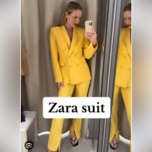 Zara Yellow Business Suit 💛 Blazer and Pants Suit Set S